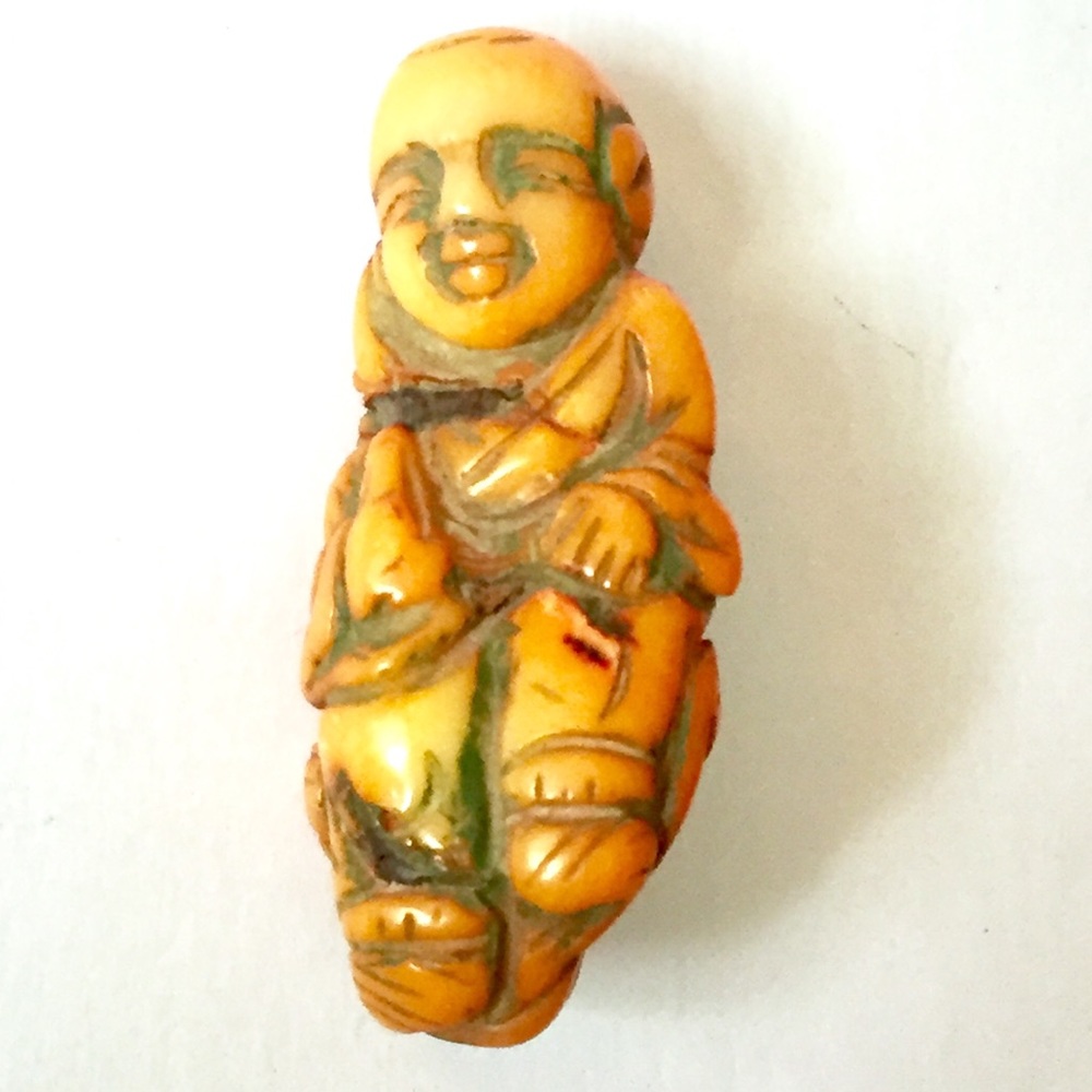 Yellow Jade stone Buddha Pendant necklace